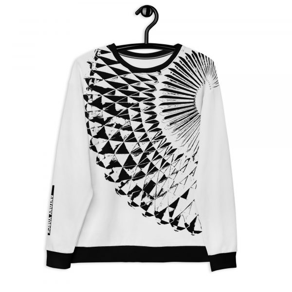 Damen Sweatshirt Capital weiß schwarz 2 all over print unisex sweatshirt white front 6324b894982c2