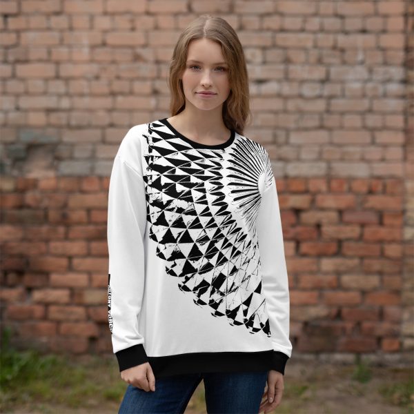 Damen Sweatshirt Capital weiß schwarz 7 all over print unisex sweatshirt white front 6324b89498793