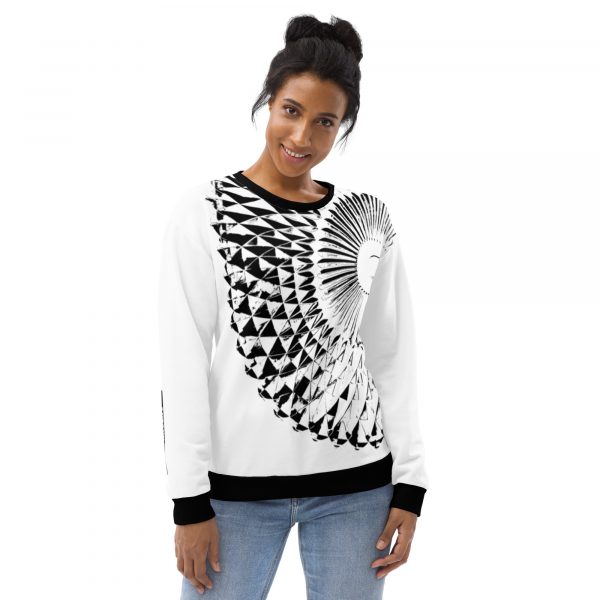 Damen Sweatshirt Capital weiß schwarz 5 all over print unisex sweatshirt white front 6324b89498b24