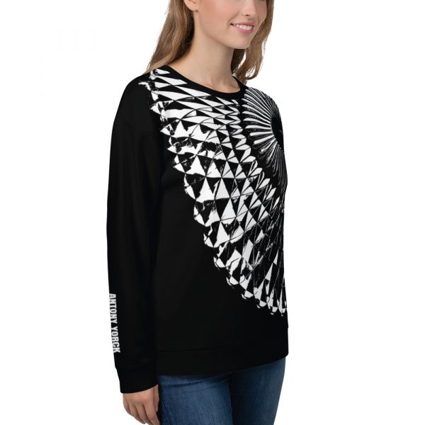 Damen Sweatshirt Capital schwarz weiß 8 all over print unisex sweatshirt white right front 6324b27e16e26