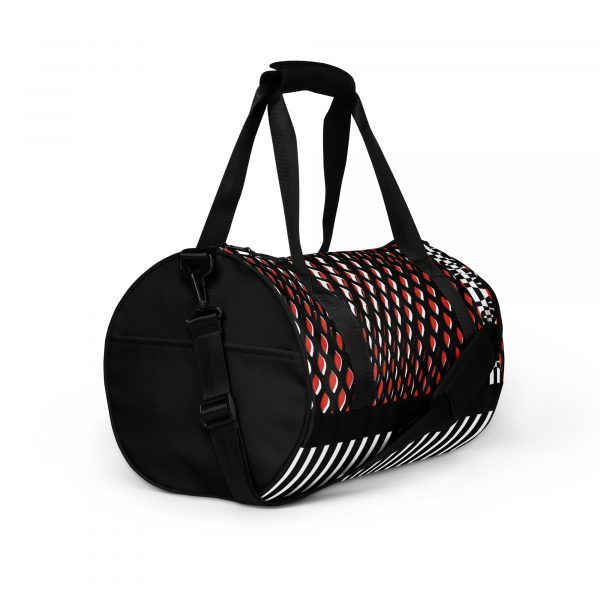Designer Sports Bag Mesh Style Orange Black White 5 all over print gym bag white right front 638e1f51d0c83