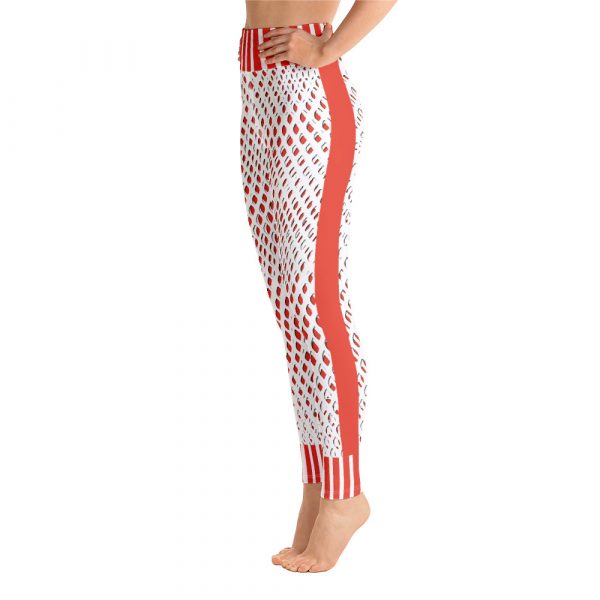 Designer Ladies Yoga Leggings Mesh Style Orange White 1 all over print yoga leggings white left 6391db0f0e642