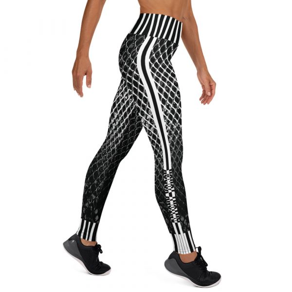 Designer Women's Yoga Leggings Mesh Style Black White 2 all over print yoga leggings white right 6389c3c35ddcb