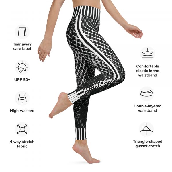 Designer Damen Yoga Leggings Mesh Style Schwarz Weiß 4 all over print yoga leggings white right 638e3116240a9