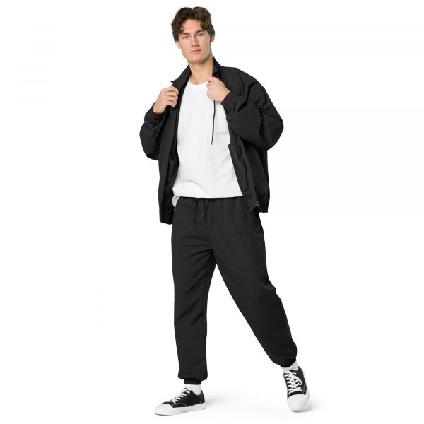 Recycling Trainingshose in drei Farben mit Logo Stickerei Unisex Style 3 recycled tracksuit trousers black left front 2 6391f5a1dcc61