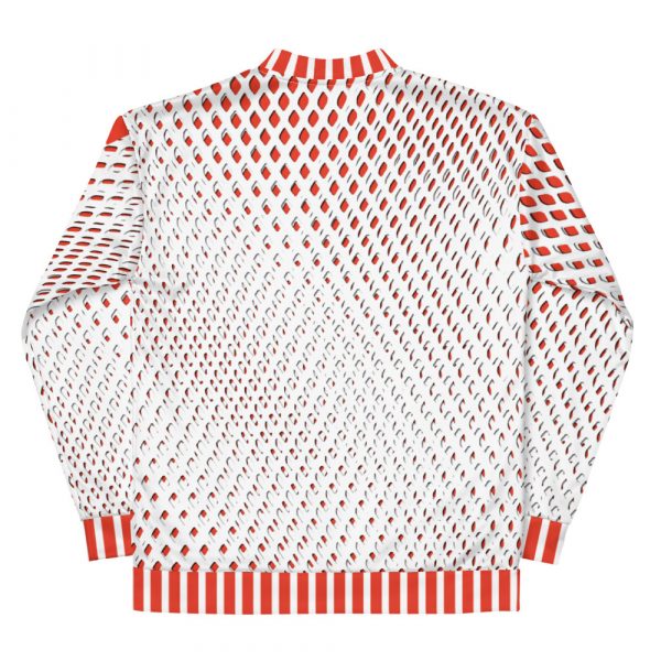 Designer Herren Sweatjacke Mesh Print weiß orange 1 all over print unisex bomber jacket white back 63bd4bd10f6bc