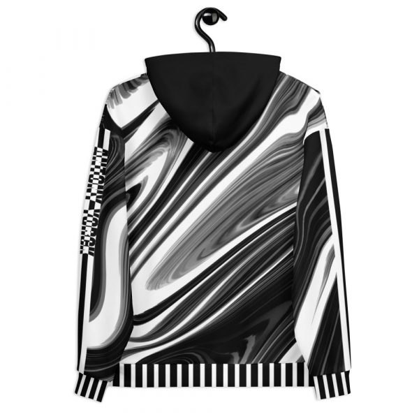 Designer Ladies hoodie Psychedelic black white 4 all over print unisex hoodie white back 63f4ba2365f6f