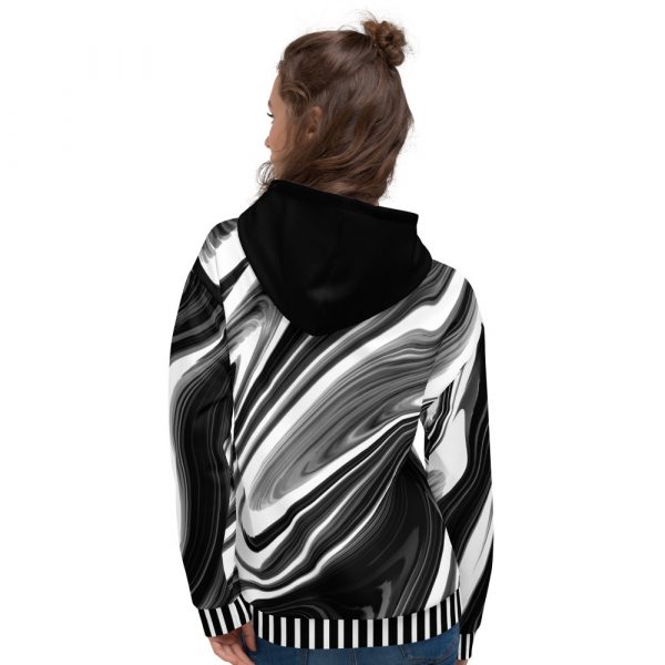 Designer Ladies hoodie Psychedelic black white 1 all over print unisex hoodie white back 63f4dfdf09406