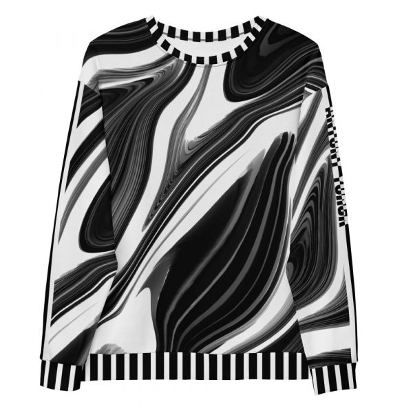 Designer Damen Sweatshirt Psychedelisch schwarz weiß 6 all over print unisex sweatshirt white front 63f4abc11e5e0