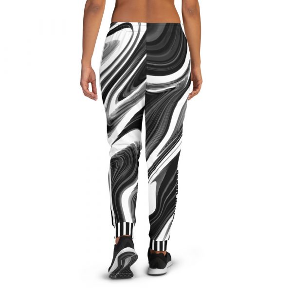 Designer Ladies Sweatpants Psychedelic Black White 3 all over print womens joggers white back 63f4df80dcc58