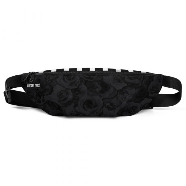 Bauchtasche Midnight Roses Schwarz Weiß 1 all over print fanny pack white front 644b9acd10e21