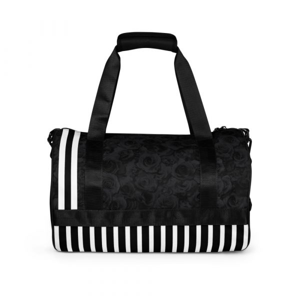 Sports Bag Midnight Roses Black White 3 all over print gym bag white back 644b938c121de