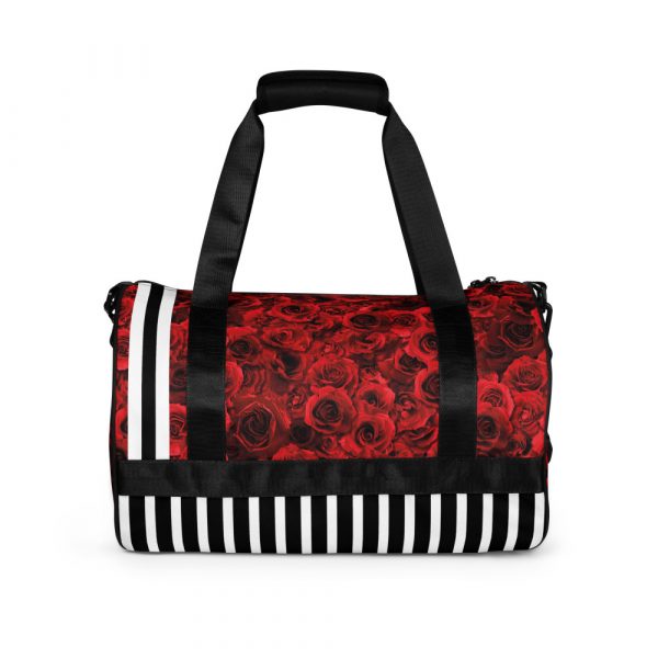 Gym Bag Red Roses Black White Red 3 all over print gym bag white back 644b951820f6e