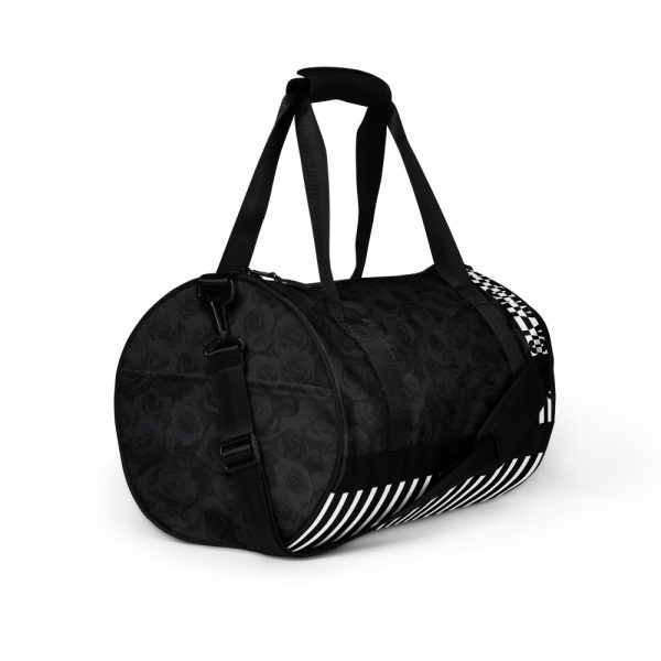 Sports Bag Midnight Roses Black White 5 all over print gym bag white right front 644b938c122f3