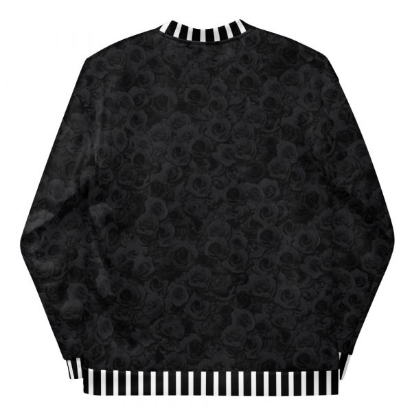 Designer Ladies sweat jacket Midnight Roses Black White 1 all over print unisex bomber jacket white back 644b9f304fabc