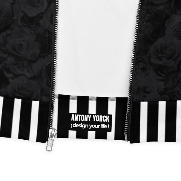Designer Ladies sweat jacket Midnight Roses Black White 8 all over print unisex bomber jacket white product details 644b9dca40cc1