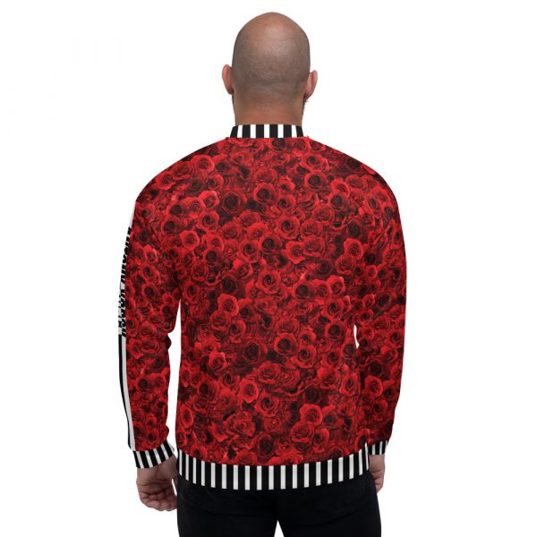 Designer Men's Sweat Jacket Red Roses Black White Red 2 all over print unisex bomber jacket white back 64c8d8bd15564