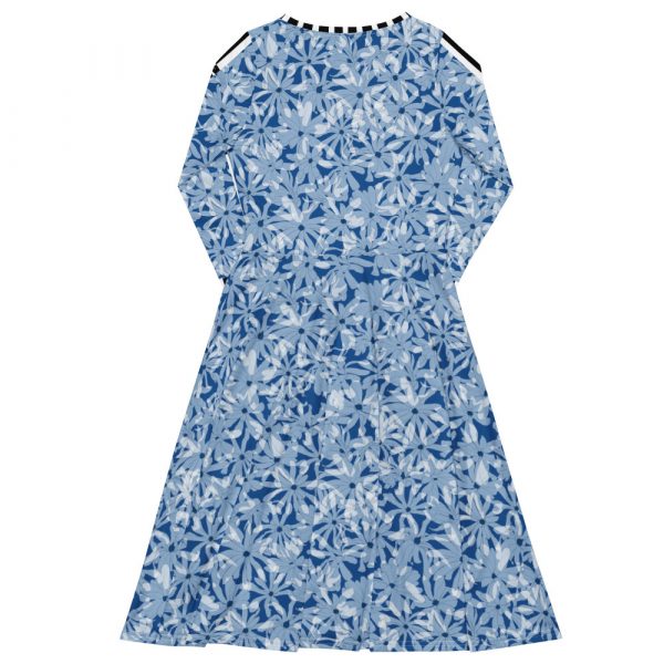 Exklusives Designer Damen langarm Midi Kleid magnolie white skydiver blue 5 all over print long sleeve midi dress white back 6525140dd5f3c