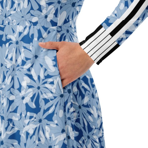 Exklusives Designer Damen langarm Midi Kleid magnolie white skydiver blue 9 all over print long sleeve midi dress white product details 6525140dd62da