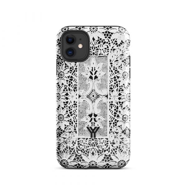 Designer Hardcase iPhone® Handyhülle Folk Print Crochet Weiß 1 tough case for iphone glossy iphone 11 front 6547df887cddf