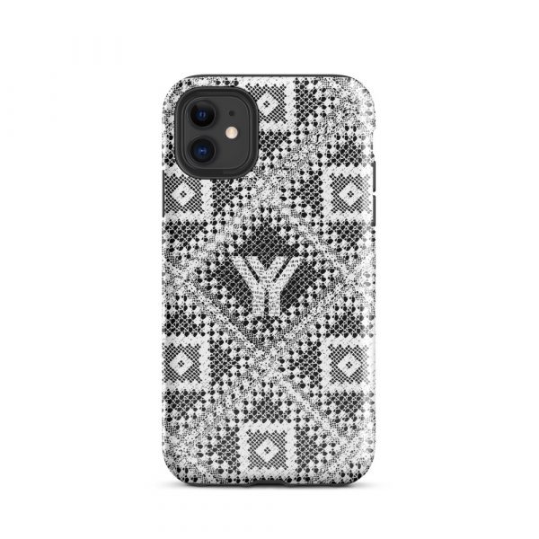 Designer Hardcase iPhone® Handyhülle Folk Print Logo Weiß 1 tough case for iphone glossy iphone 11 front 6547e033c6d57