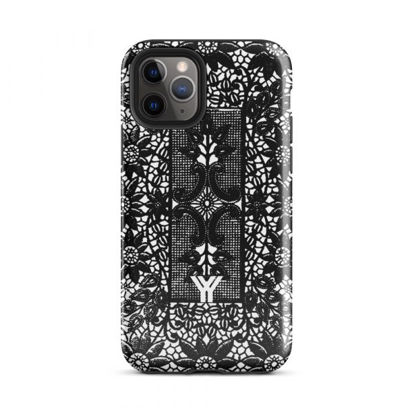 Designer Hardcase iPhone® Handyhülle Folk Print Crochet Schwarz 3 tough case for iphone glossy iphone 11 pro front 6547e188240dd