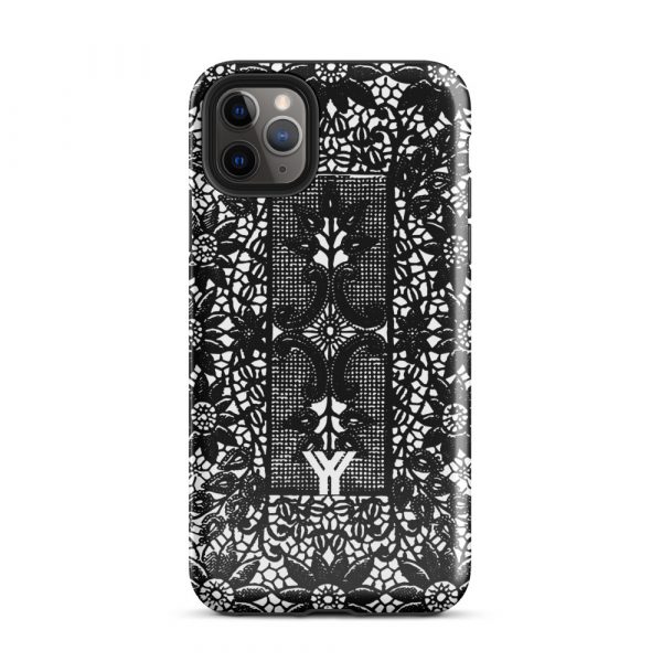 Designer Hardcase iPhone® Handyhülle Folk Print Crochet Schwarz 5 tough case for iphone glossy iphone 11 pro max front 6547e1882418d
