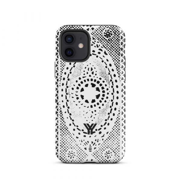 Designer Hardcase iPhone® Handyhülle Folk Print Weiß 9 tough case for iphone glossy iphone 12 front 6547e21a45f87