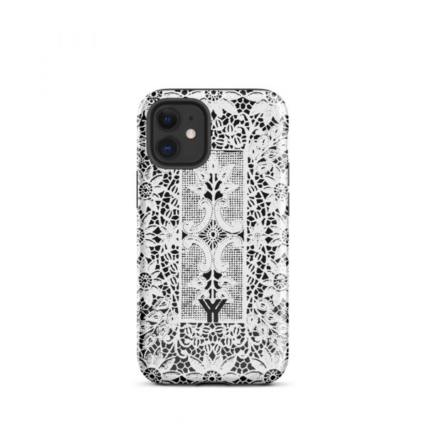 Designer Hardcase iPhone® Handyhülle Folk Print Crochet Weiß 7 tough case for iphone glossy iphone 12 mini front 6547df887dd13