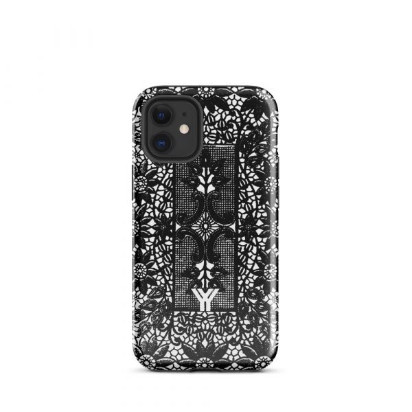 Designer Hardcase iPhone® Handyhülle Folk Print Crochet Schwarz 7 tough case for iphone glossy iphone 12 mini front 6547e188242a9