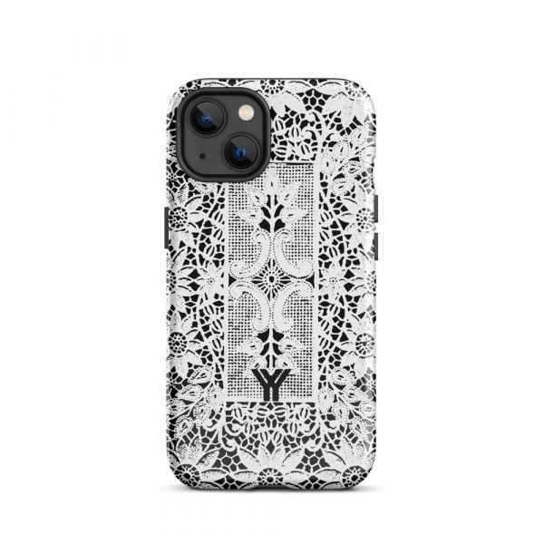 Designer Hardcase iPhone® Handyhülle Folk Print Crochet Weiß 17 tough case for iphone glossy iphone 13 front 6547df887e1df