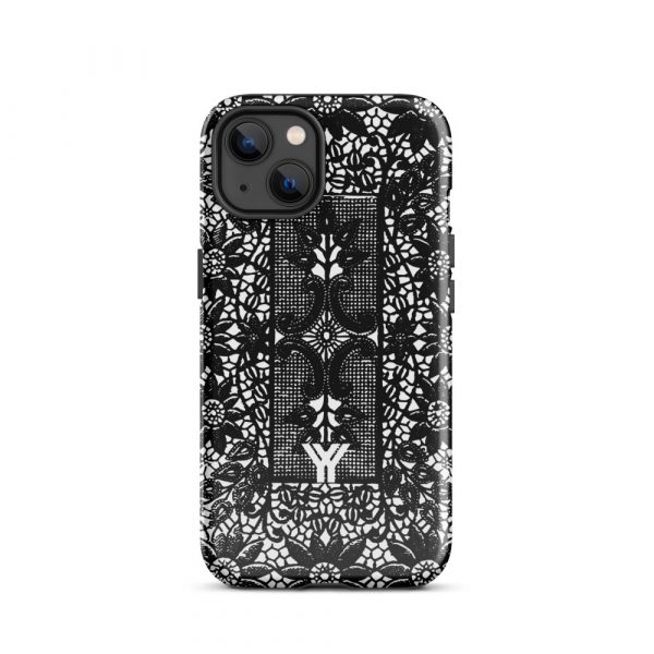 Designer Hardcase iPhone® Handyhülle Folk Print Crochet Schwarz 17 tough case for iphone glossy iphone 13 front 6547e188247e7