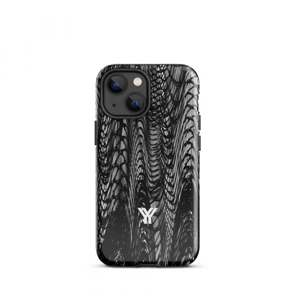 Designer Hardcase iPhone® Handyhülle Mesh Style Black & White 15 tough case for iphone glossy iphone 13 mini front 6547daea71657