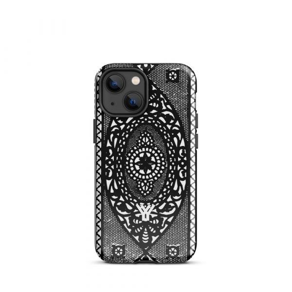 Designer Hardcase iPhone® Handyhülle Folk Print Schwarz 15 tough case for iphone glossy iphone 13 mini front 6547dee11e489