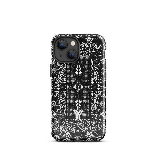Designer Hardcase iPhone® Handyhülle Folk Print Crochet Schwarz 15 tough case for iphone glossy iphone 13 mini front 6547e188246d2