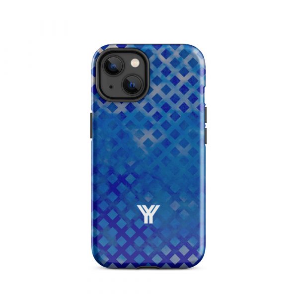 Designer Hardcase iPhone® Handyhülle Mesh Style Double Blue 23 tough case for iphone glossy iphone 14 front 6547da6d5fe13