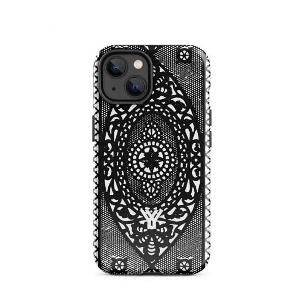 Designer Hardcase iPhone® Handyhülle Folk Print Schwarz 23 tough case for iphone glossy iphone 14 front 6547dee11e6cc