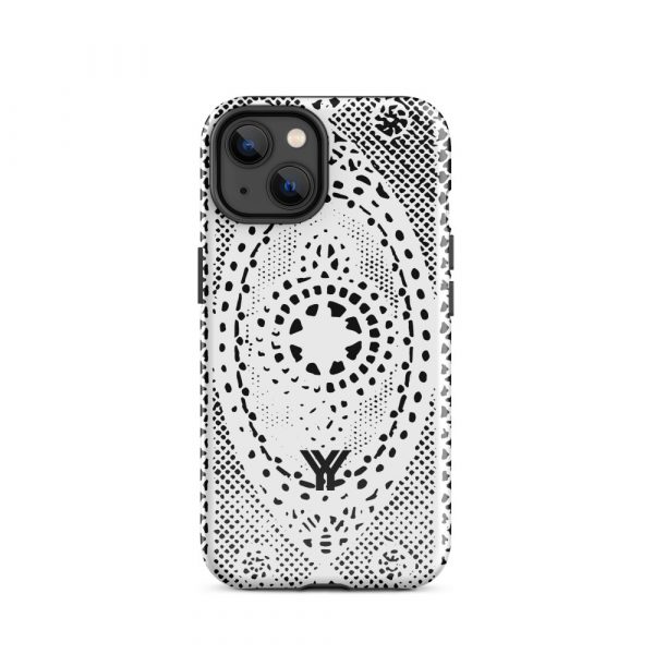 Designer Hardcase iPhone® Handyhülle Folk Print Weiß 23 tough case for iphone glossy iphone 14 front 6547e21a4650b