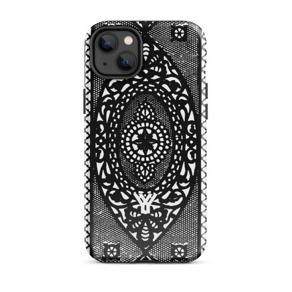 Designer Hardcase iPhone® Handyhülle Folk Print Schwarz 25 tough case for iphone glossy iphone 14 plus front 6547dee11e759