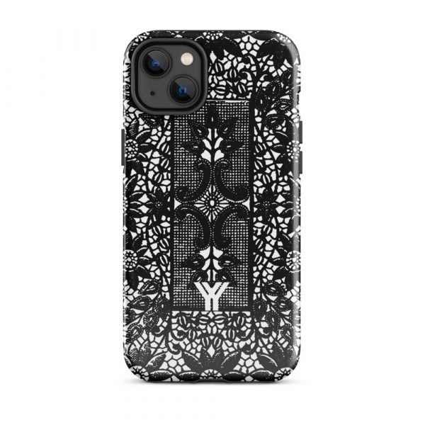 Designer Hardcase iPhone® Handyhülle Folk Print Crochet Schwarz 25 tough case for iphone glossy iphone 14 plus front 6547e18824c1e