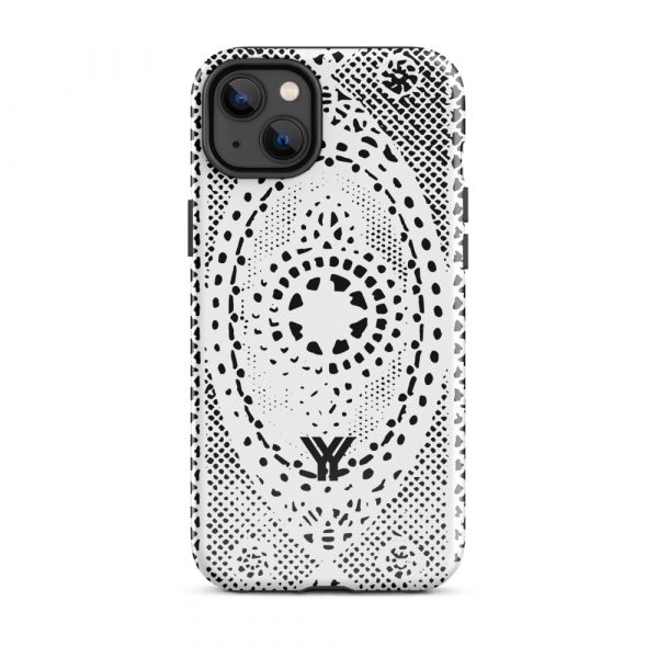 Designer Hardcase iPhone® Handyhülle Folk Print Weiß 25 tough case for iphone glossy iphone 14 plus front 6547e21a46617