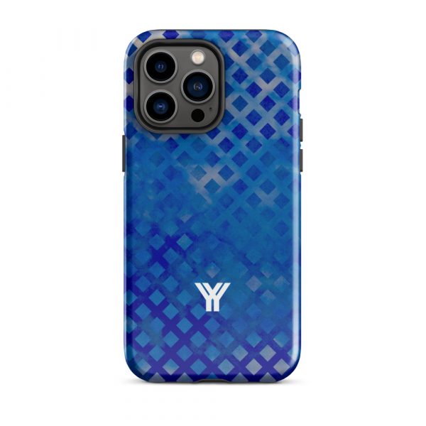 Designer Hardcase iPhone® Handyhülle Mesh Style Double Blue 29 tough case for iphone glossy iphone 14 pro max front 6547da6d6008e