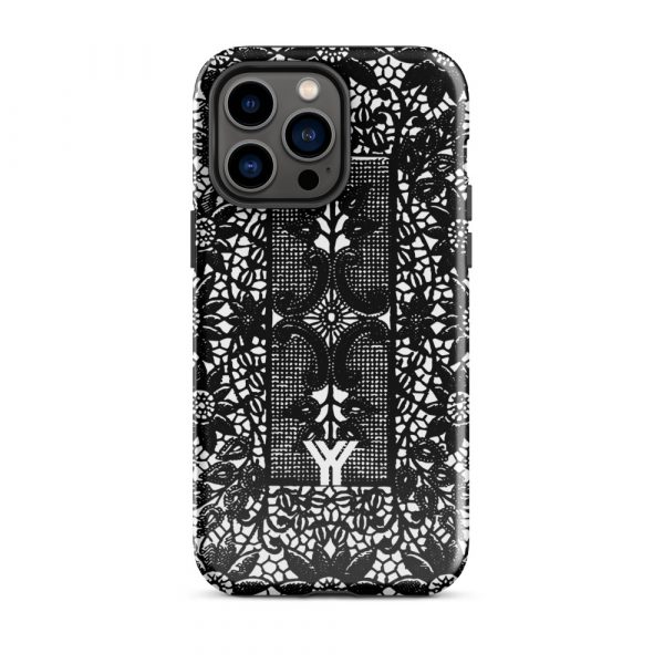 Designer Hardcase iPhone® Handyhülle Folk Print Crochet Schwarz 29 tough case for iphone glossy iphone 14 pro max front 6547e18824e30