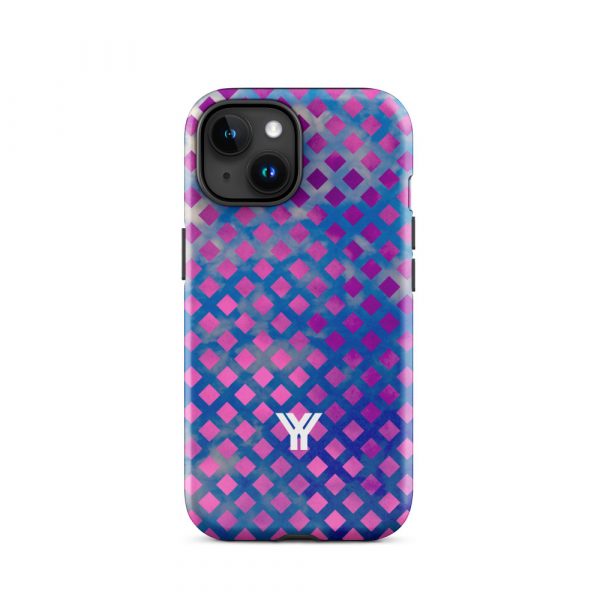 Designer Hardcase iPhone® Handyhülle Mesh Style Blue Pink 31 tough case for iphone glossy iphone 15 front 6547d9e97f270