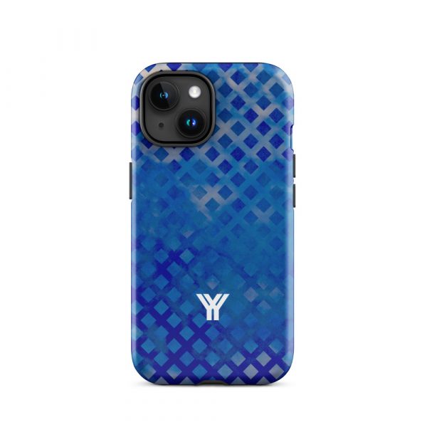 Designer Hardcase iPhone® Handyhülle Mesh Style Double Blue 31 tough case for iphone glossy iphone 15 front 6547da6d60161