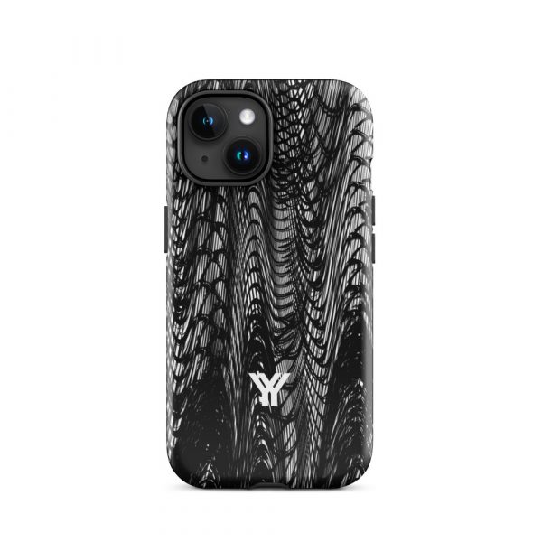 Designer Hardcase iPhone® Handyhülle Mesh Style Black & White 31 tough case for iphone glossy iphone 15 front 6547daea71b74