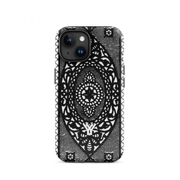 Designer Hardcase iPhone® Handyhülle Folk Print Schwarz 31 tough case for iphone glossy iphone 15 front 6547dee11e912
