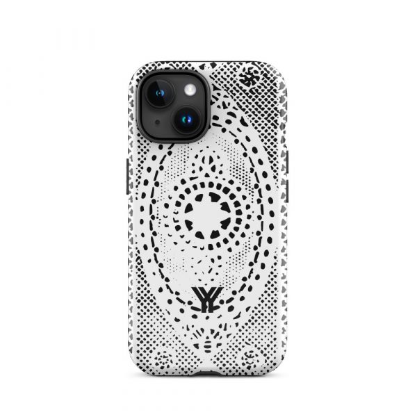 Designer Hardcase iPhone® Handyhülle Folk Print Weiß 31 tough case for iphone glossy iphone 15 front 6547e21a46914