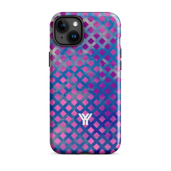 Designer Hardcase iPhone® Handyhülle Mesh Style Blue Pink 33 tough case for iphone glossy iphone 15 plus front 6547d9e97f32c