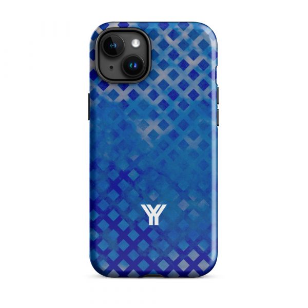 Designer Hardcase iPhone® Handyhülle Mesh Style Double Blue 33 tough case for iphone glossy iphone 15 plus front 6547da6d60236